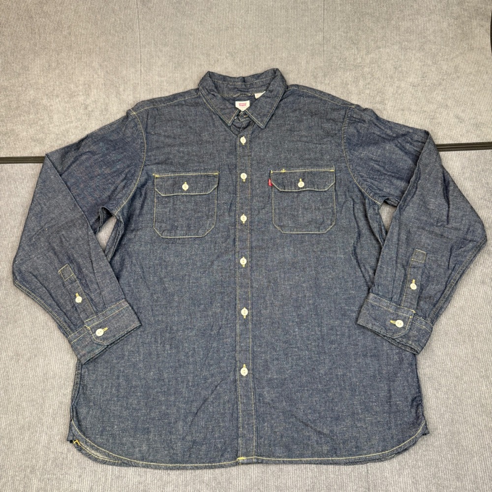 Levis Jackson Worker Y2K Relaxed Fit Denim Shirt Dark Indigo Blue Large NWT